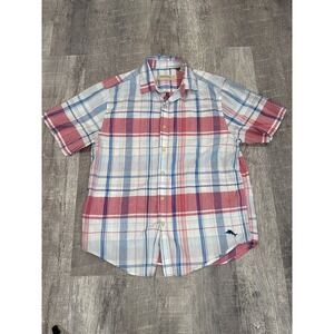 Tommy Bahama Baracoa Bay Plaid Button Up Short Sleeve Medium Cotton Casual Shirt